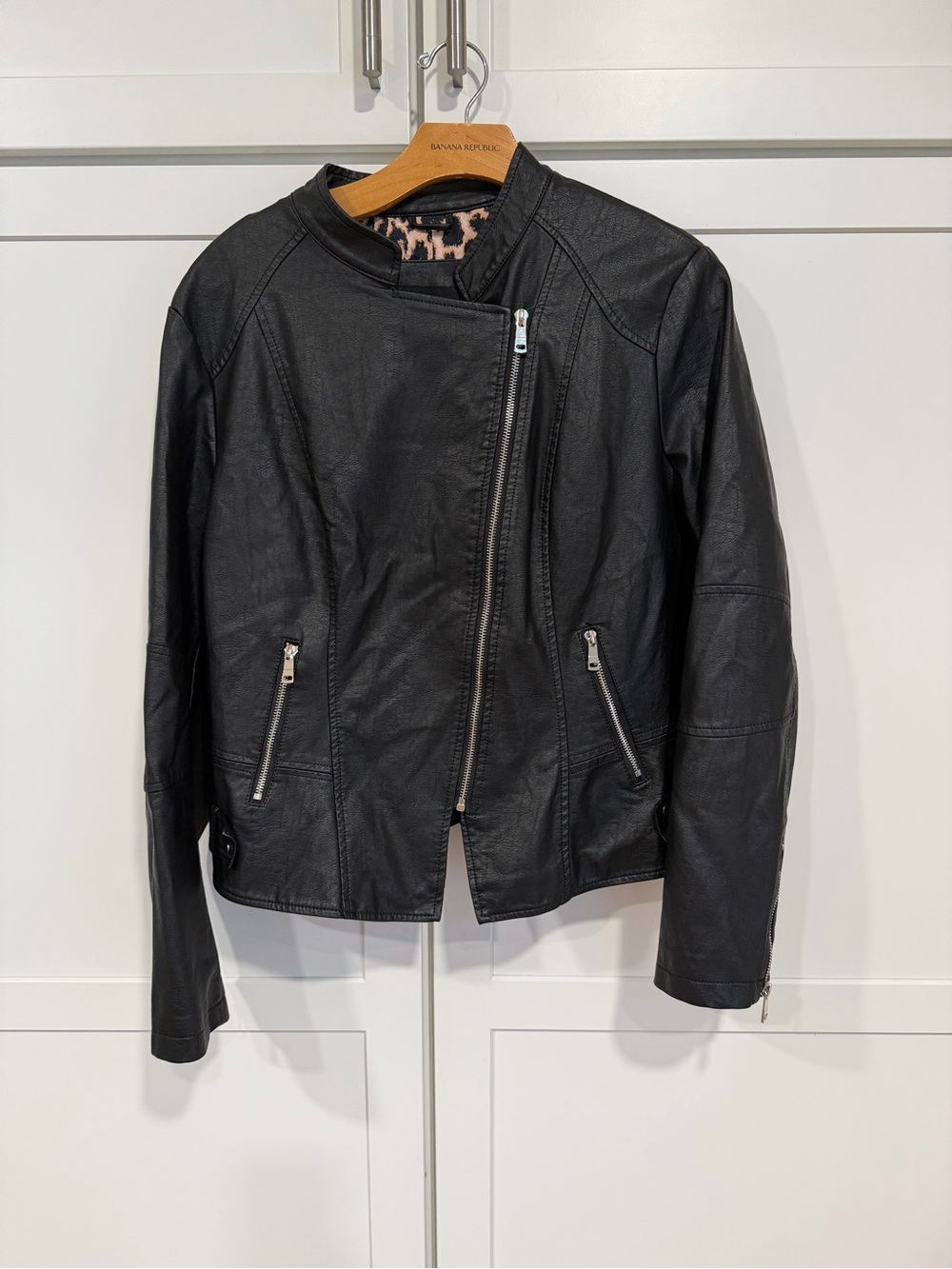 Black Faux Leather Asymmetrical Moto Jacket - LA Coalition